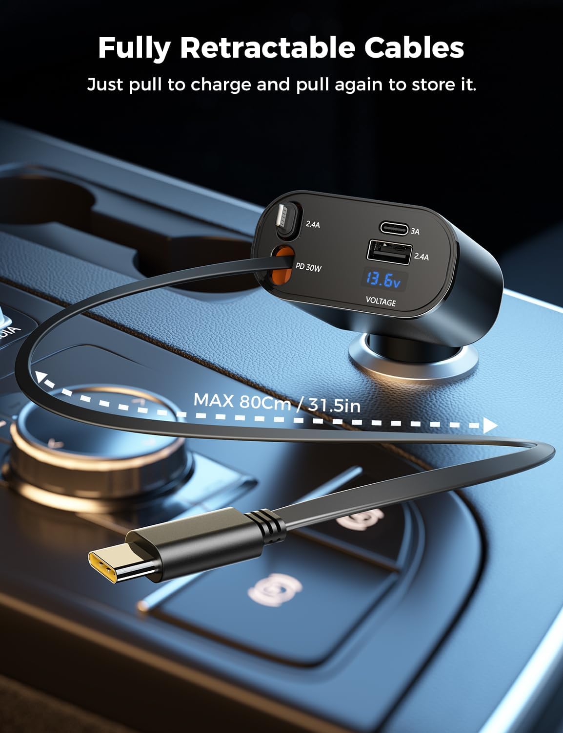 Retractable Car Charger 4 in 1